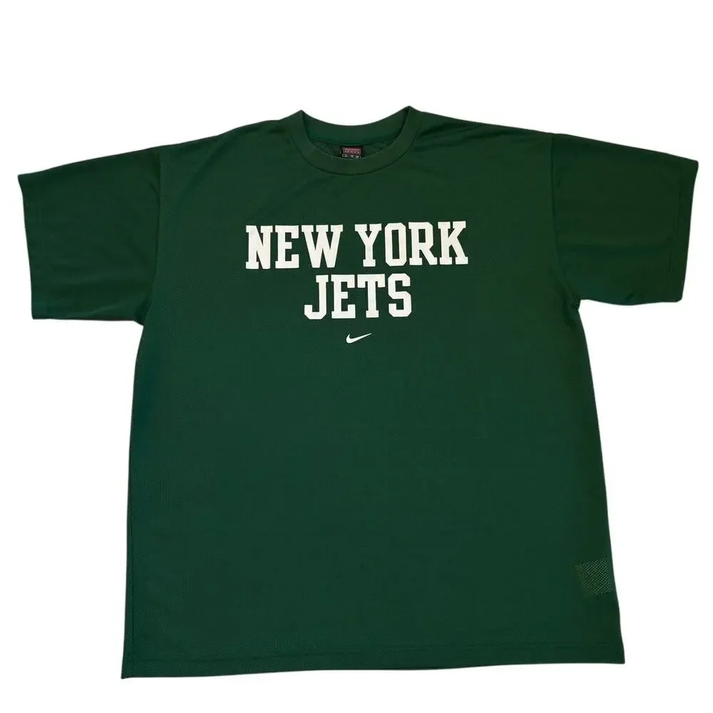 Vintage Nike Mesh T Shirt New York Jets Mens XL Green Short Sleeve Lightweight